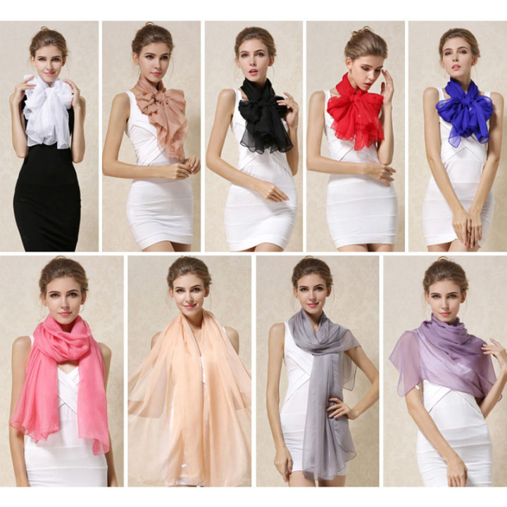 Sky Blue Silk Scarf 200x140cm
