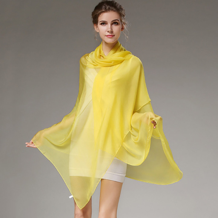 Yellow Silk Scarf 200x140cm