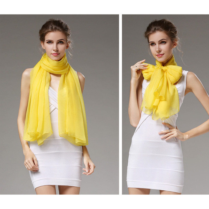 Žltá Hodvábna Šatka 200x140cm Yellow