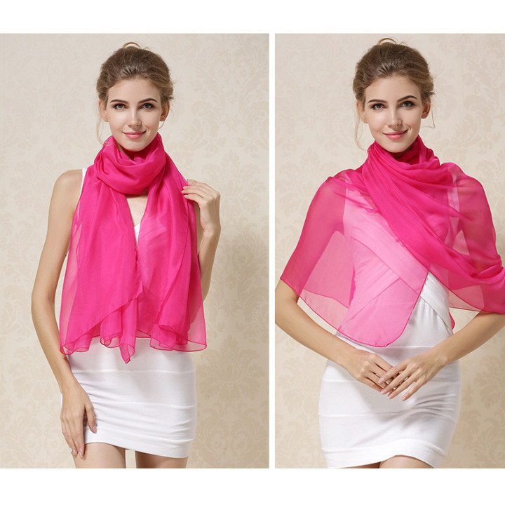 Deep Pink Silk Scarf 200x140cm