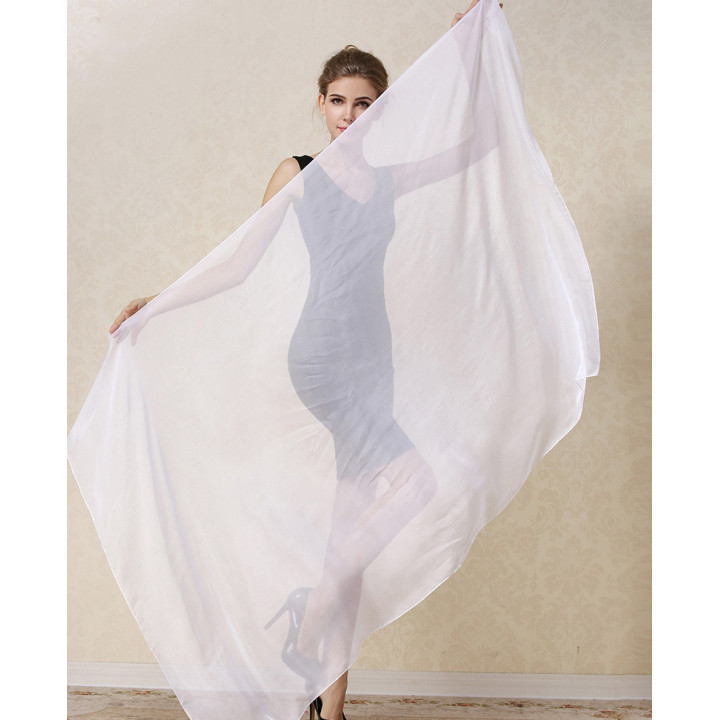 White Silk Scarf 200x140cm