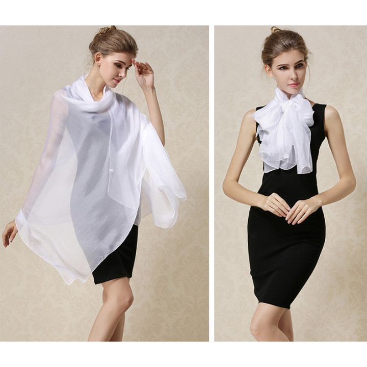 White Silk Scarf 200x140cm