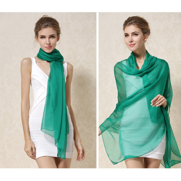 GREEN Silk Scarf 200x140cm