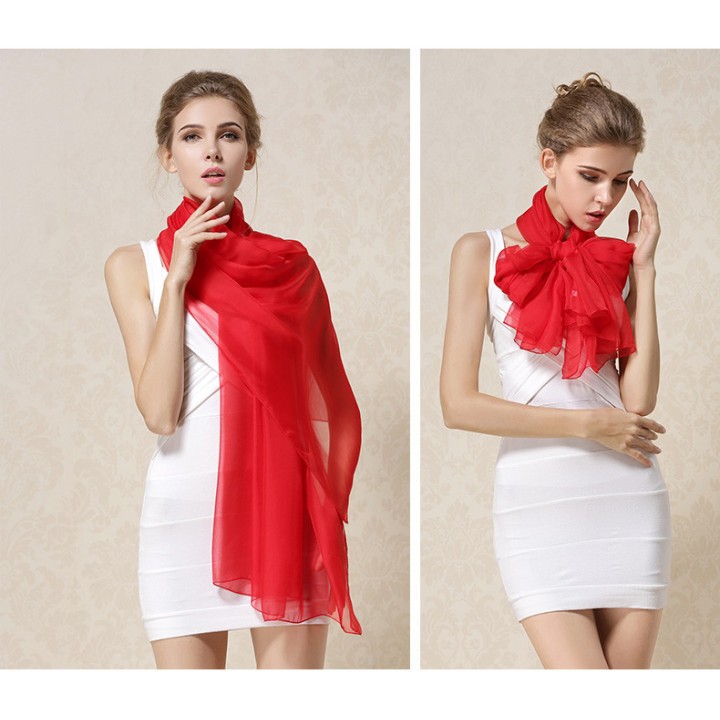 RED Silk Scarf 200x140cm