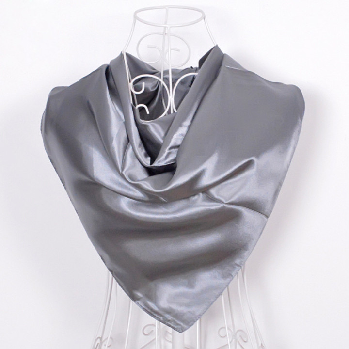 Grey Satin Scarf 90x90cm