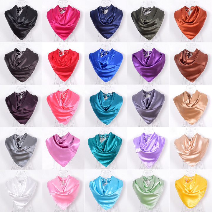 Black Satin Scarf 90x90cm