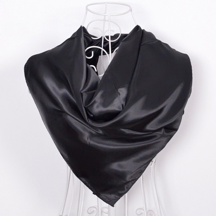 Black Satin Scarf 90x90cm