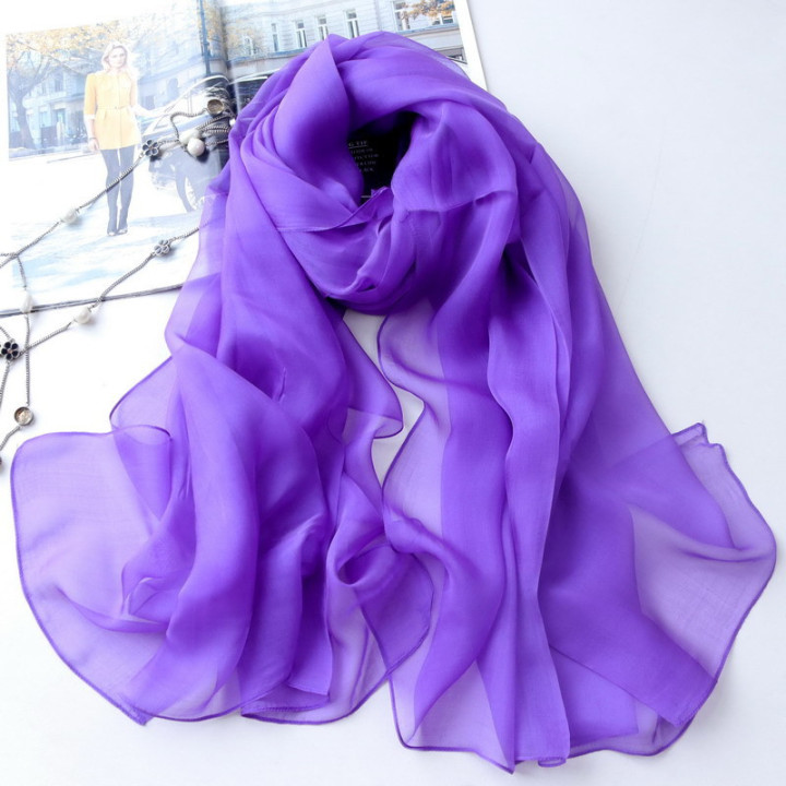 Purple Silk Scarf 200x140cm