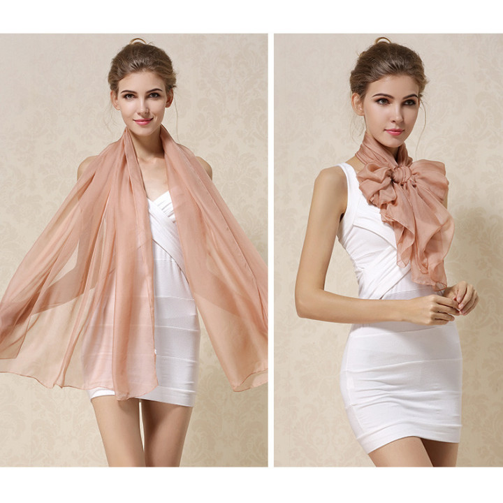 KHAKI Silk Scarf 200x140cm