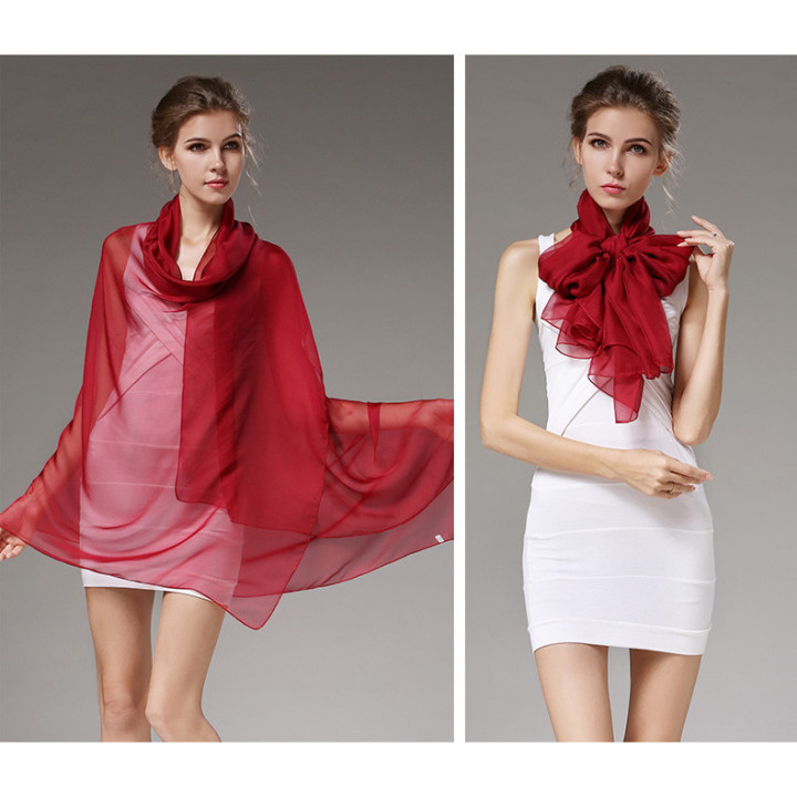 Wine Silk Scarf 200x140cm
