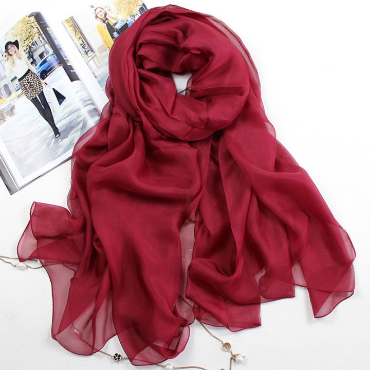 Wine Silk Scarf 200x140cm